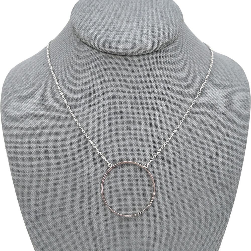 Lele Sadoughi Silver Plated Open Circle Pendant Necklace